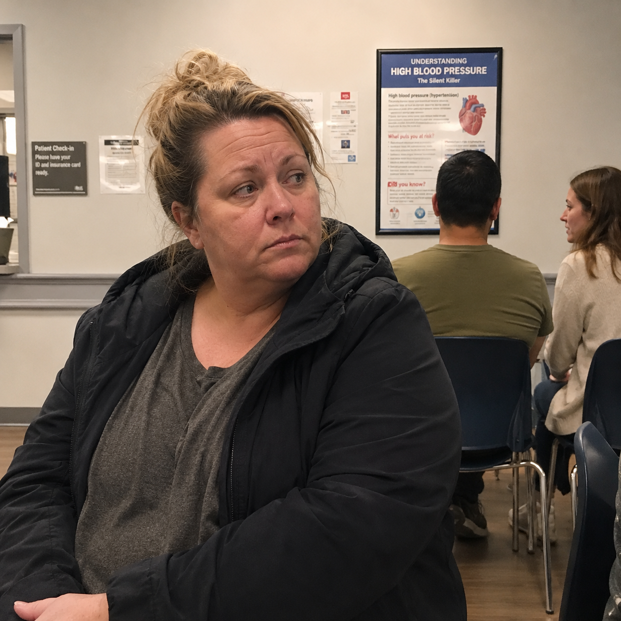 Woman in doctor waiting room